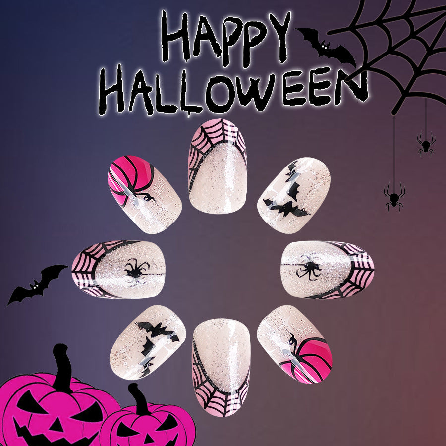 Wholesale 24 Pieces/box Halloween Short Press-on Nails Kits Nail Stickers ACC-NS-GuaiXL114