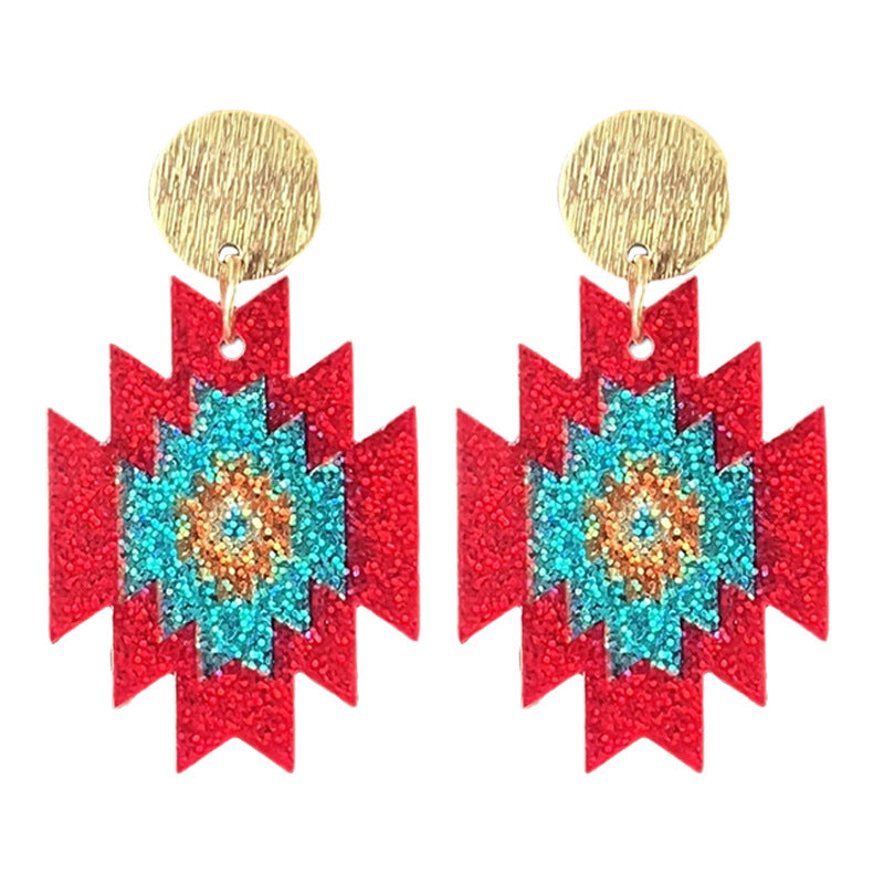 Wholesale 2pairs/pack Western Sparkling Earrings Cowboy Word Sunset Bull Head Boots Earrings