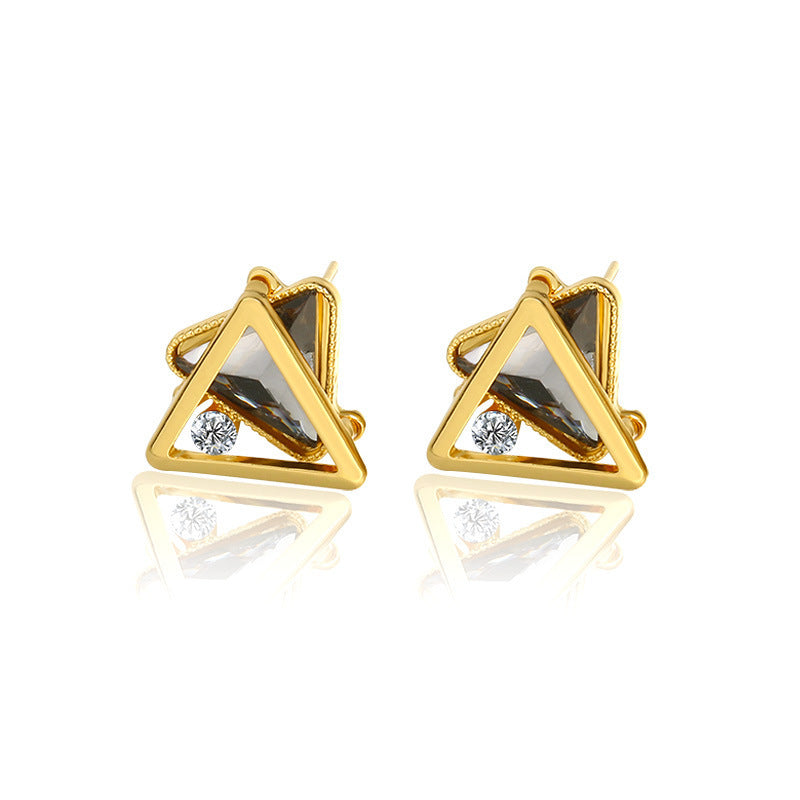 Wholesale  diamond-embedded geometric earrings