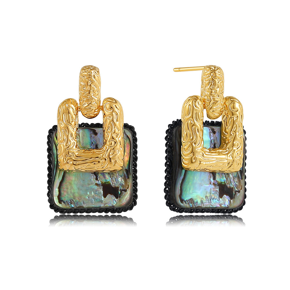 Wholesale 18K gold natural pearl shell abalone shell necklace ring