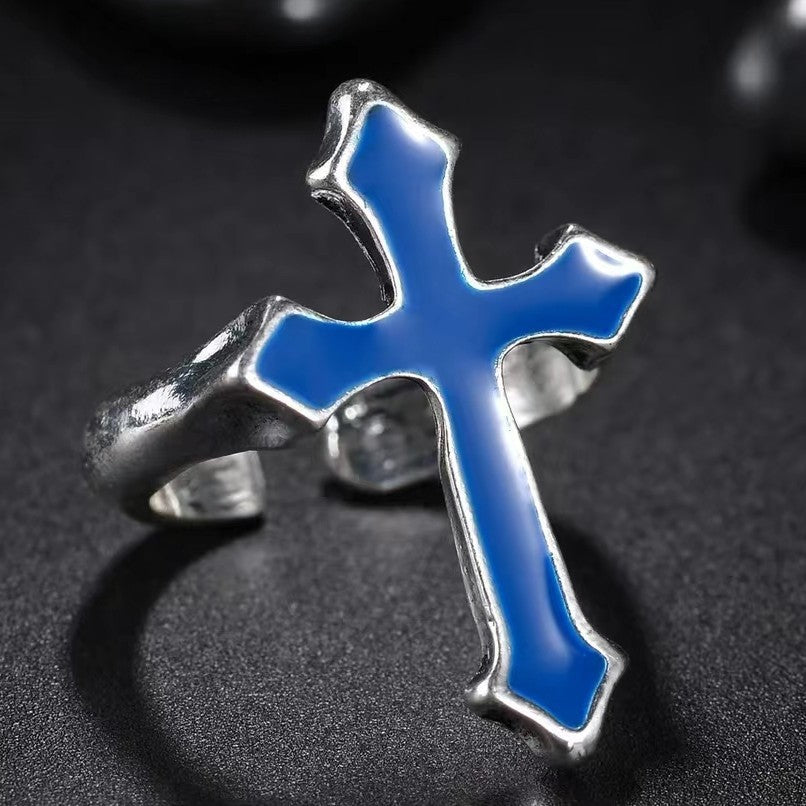 Wholesale Vintage Black big cross open ring