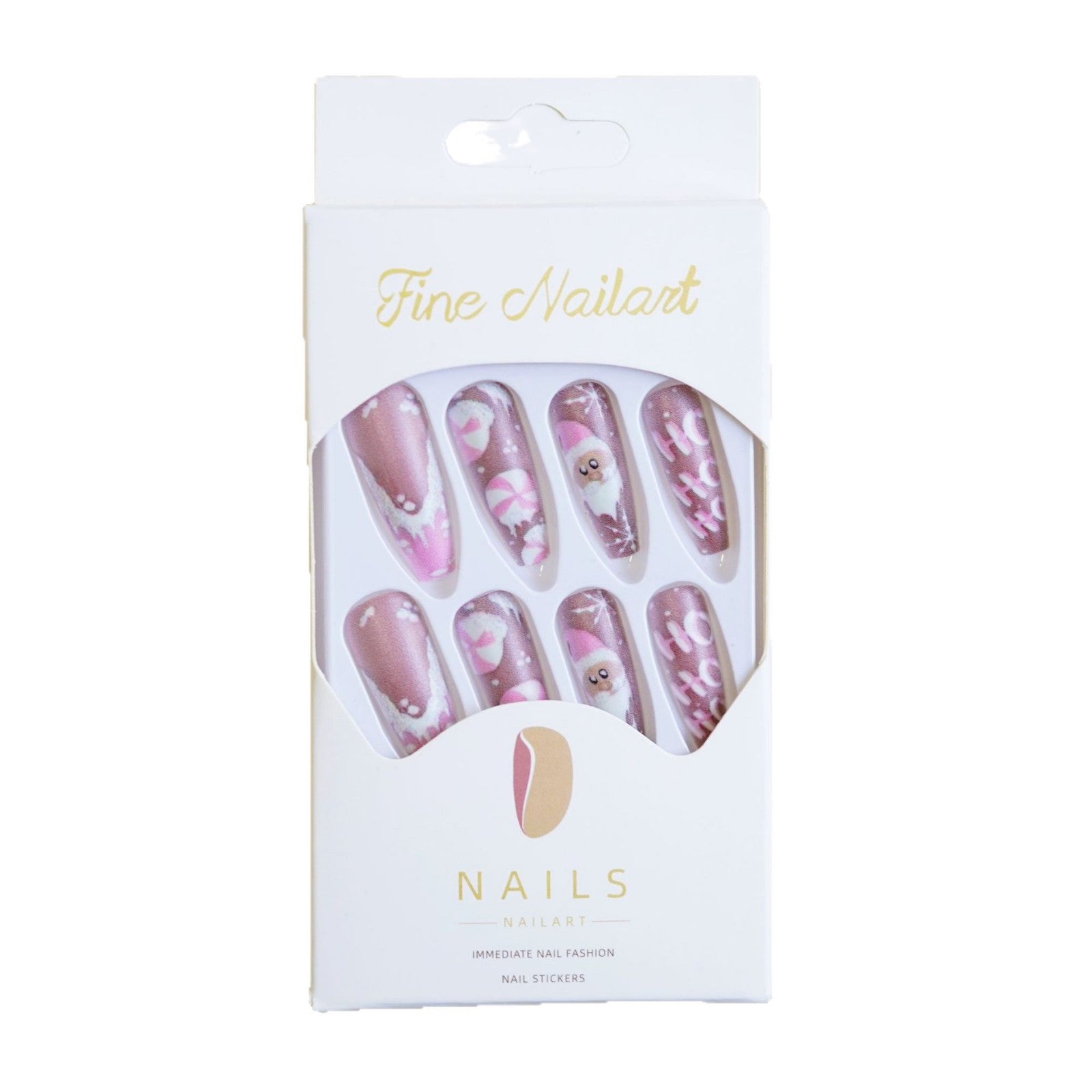 Wholesale 24 Pieces/ box Pink Christmas Nails Kits Nail Stickers