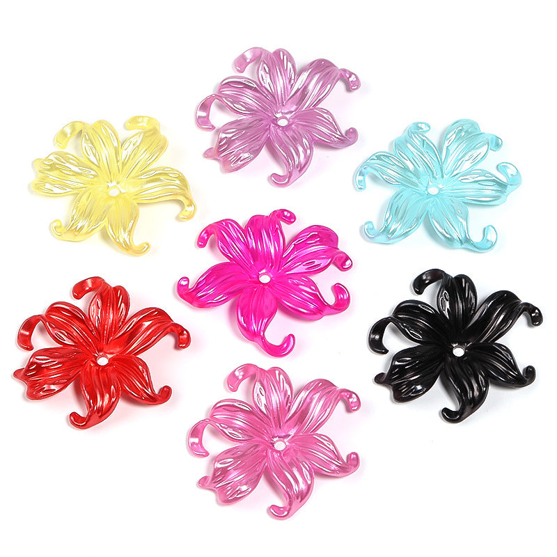 Wholesale 50pcs/pack Iris Flower Receptacle Gradient Golden Phoenix Flower Acrylic Beaded Diy Accessories ACC-BDS-BLG061