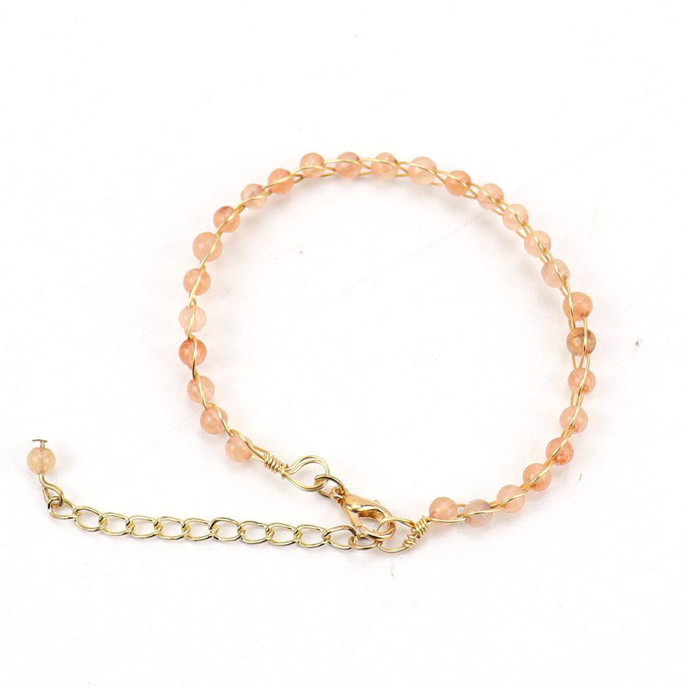 Wholesale Handmade Gold Wrapped Red Agate Crystal Bracelet Fashion Jewelry Accessory for Women Gift