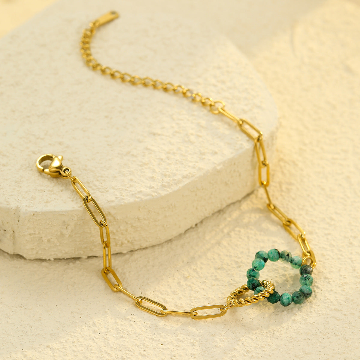 Wholesale retro natural stone stainless steel bracelet