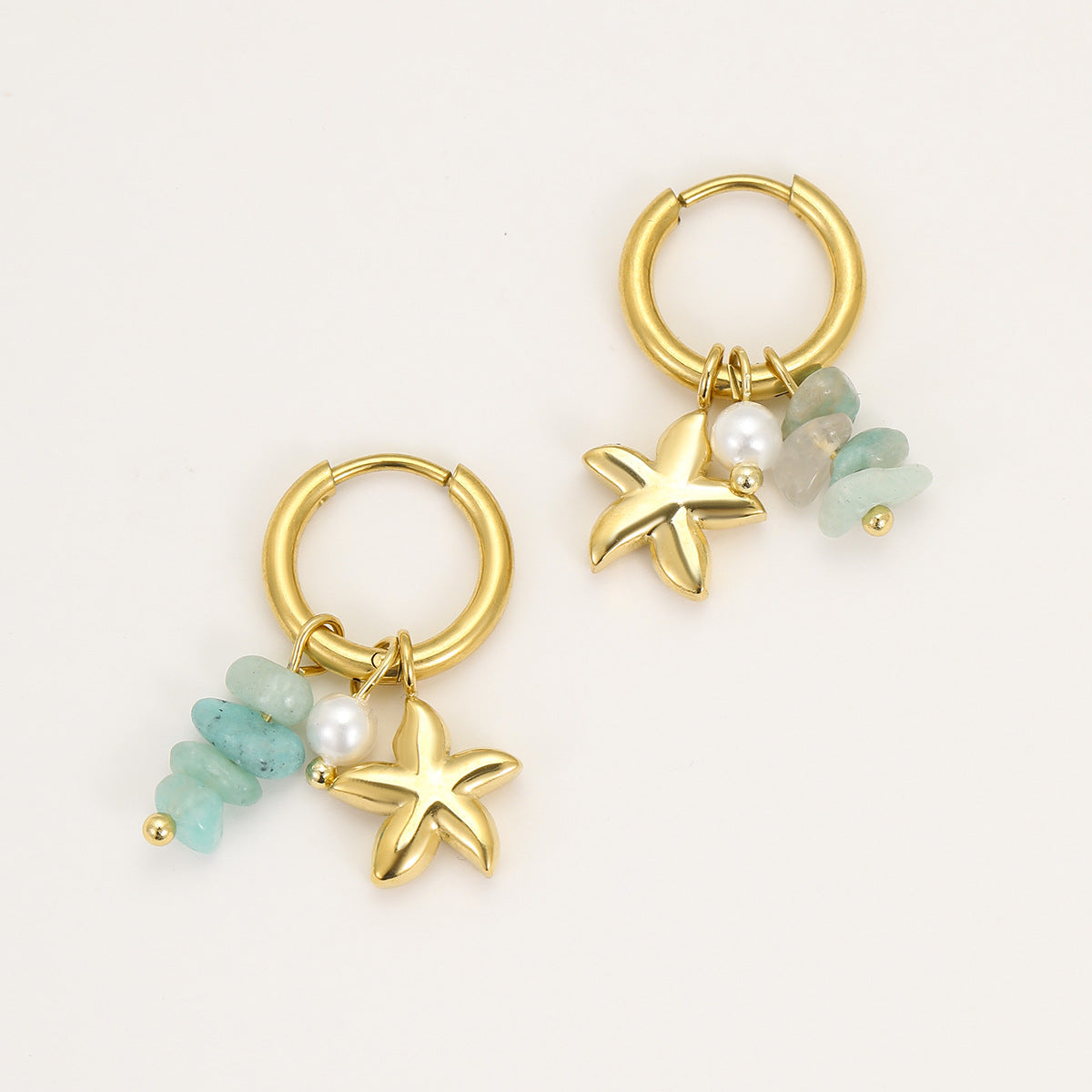 Wholesale  marine elements series starfish stainless steel earrings