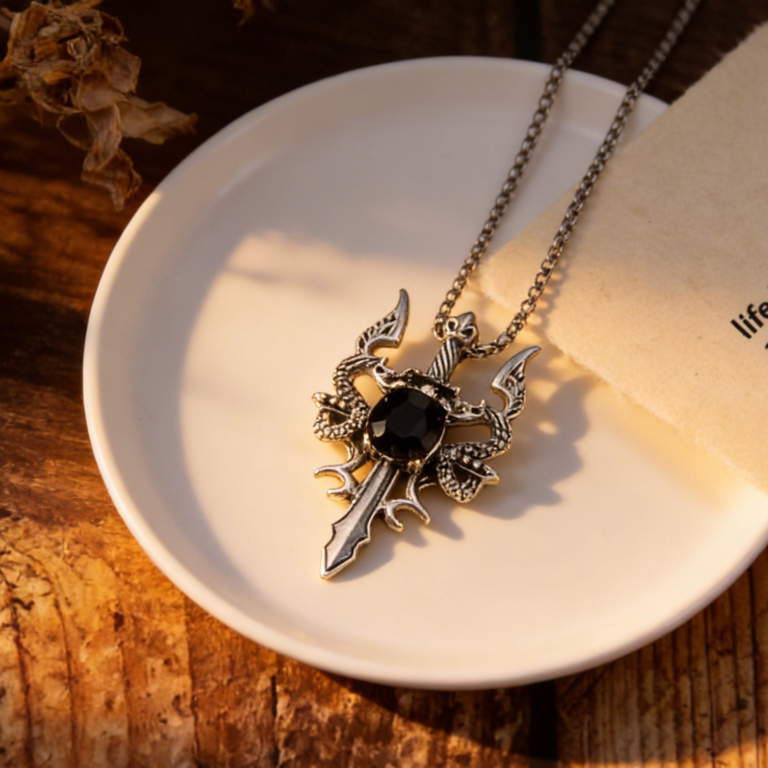 Wholesale Vintage Double Dragon Cross Pendant Necklace,  Trendy Zinc Alloy Jewelry Accessory for Layering