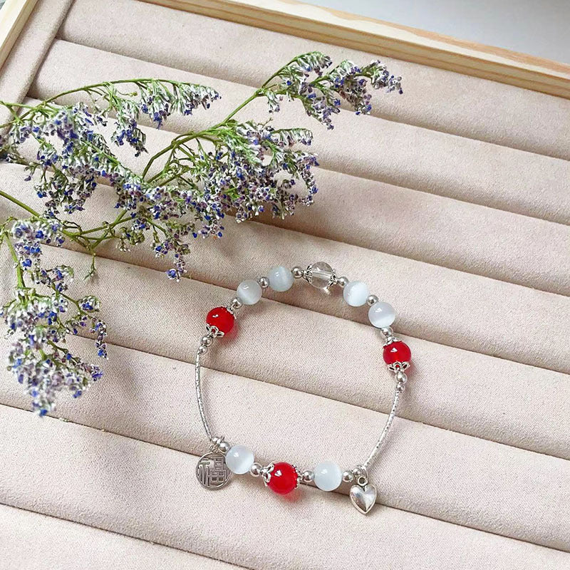 Wholesale  Cat' s Eye Bell Love Elastic Cord Bracelet