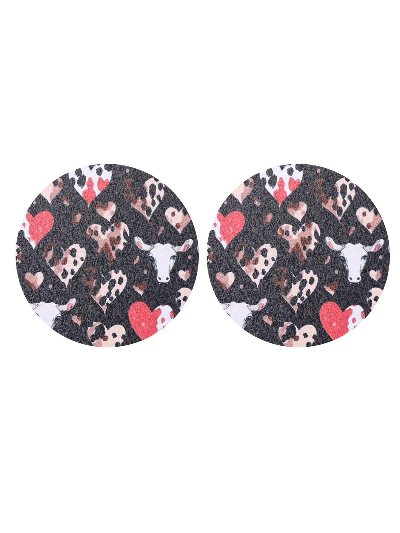 Wholesale Bow Cow Love Milk Tea Ice Cream Pattern Leather Coaster Cup Accessories ACC-CA-YTian002