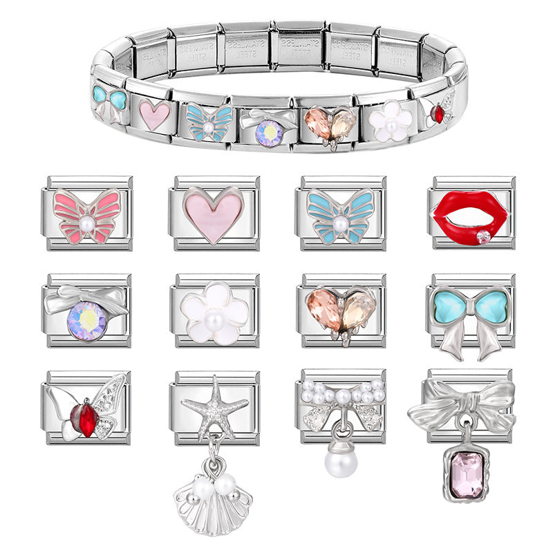 Wholesale Italian Charm Bracelet 9mm DIY Splicing Cute Creative Stainless Steel Composable Bracelet