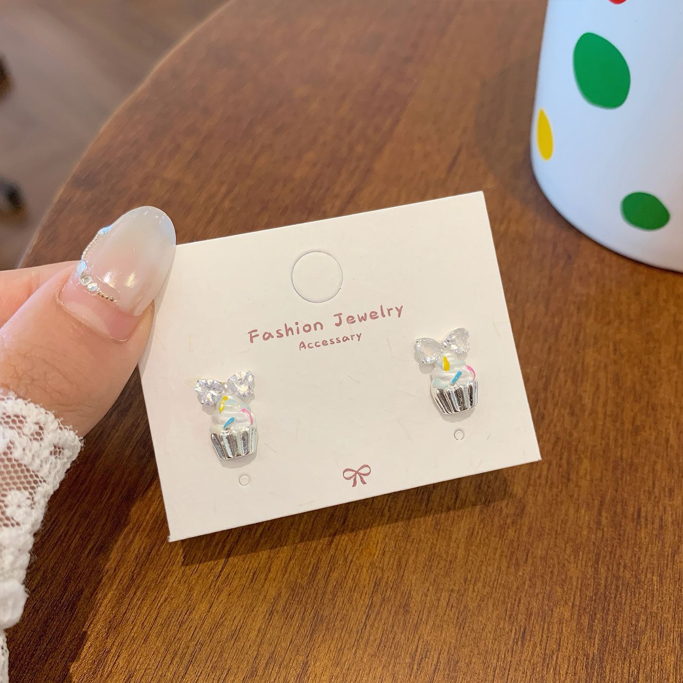 Wholesale Sweet and cute strawberry cake ice cream dessert earrings silver needle light luxury design girly heart earrings