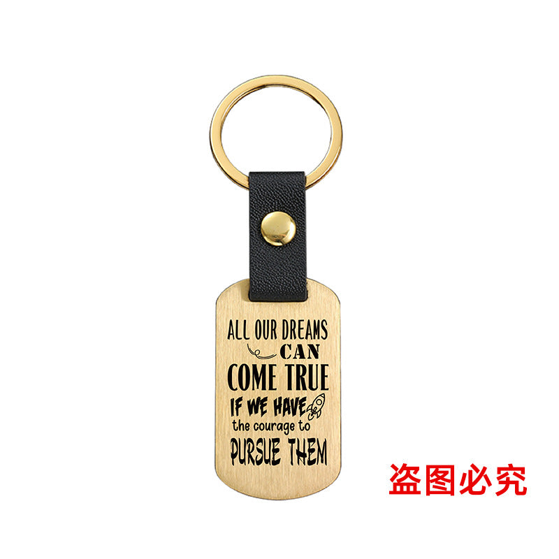 Wholesale Motivational Positive Metal Leather Keychains ACC-KC-GangGu032