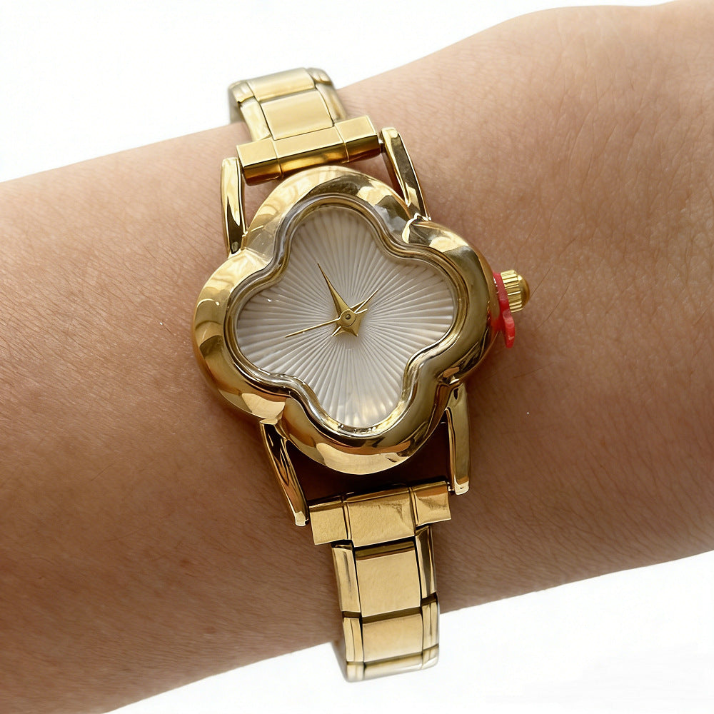 Wholesale Four-Leaf Clover Modular Women' s Watch with Detachable Steel Band,  DIY Fashion Accessory for Parties and Gifts