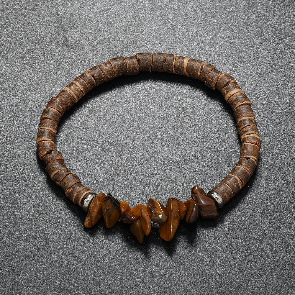 Wholesale 3pcs nut Shell Wood Bead Turquoise Bracelet