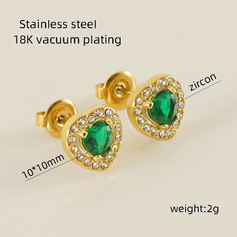 Wholesale Stainless Steel Love Zircon 18K Water Drop Sunflower Earrings ACC-ES-Zhongy002