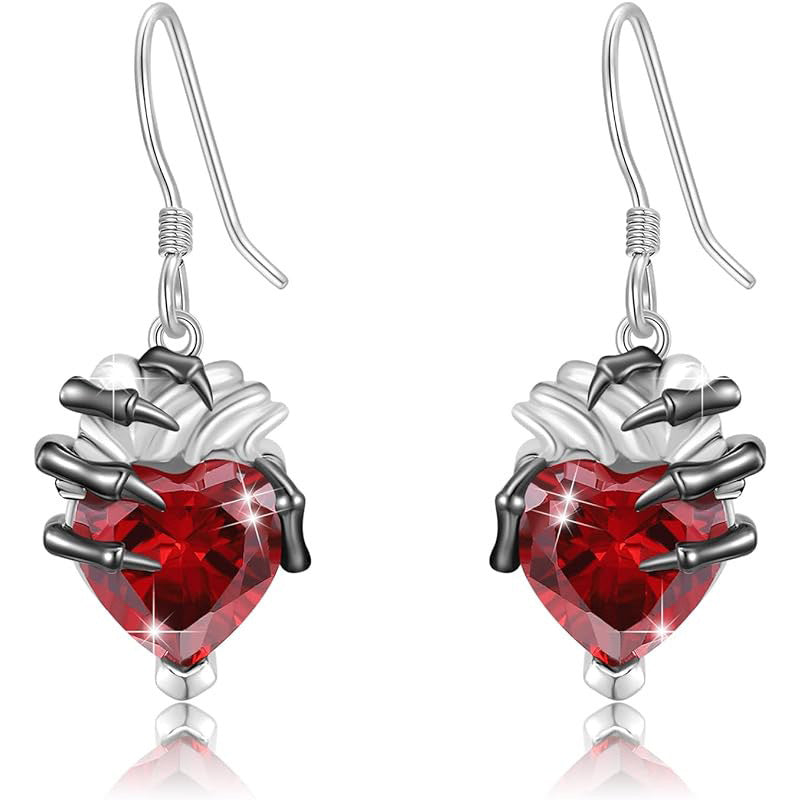 Wholesale Diamond-Cut Zinc Alloy Heart Skull Hand Earrings Gothic Design for Women Party Wear