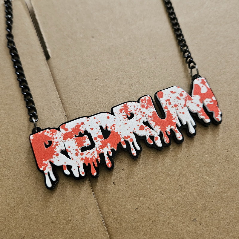 Wholesale Blood Drip Horror Acrylic Pendant Necklace Killer Letter Jewelry For Party Gift Accessory