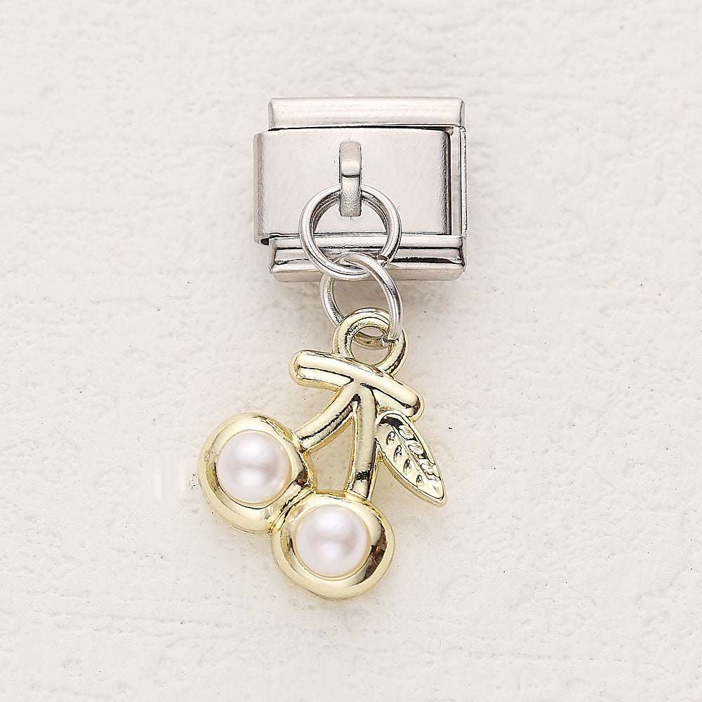 Wholesale 10pcs Italian Charm Bracelet 9mm DIY Splicing Strawberry Avocado Pendant Stainless Steel Composable Bracelet