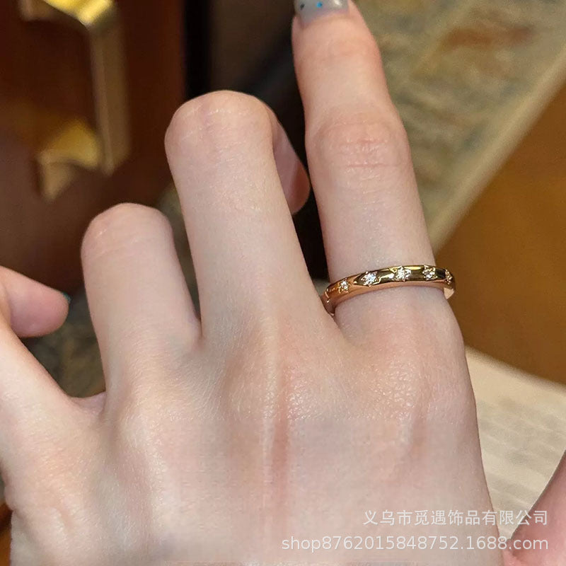 Wholesale Women S Two Piece Stacking Ring Set Sparkling Star And Horseshoe Buckle Motif Alloy Adjustable Open Rings Boutique Resale Party Jewelry