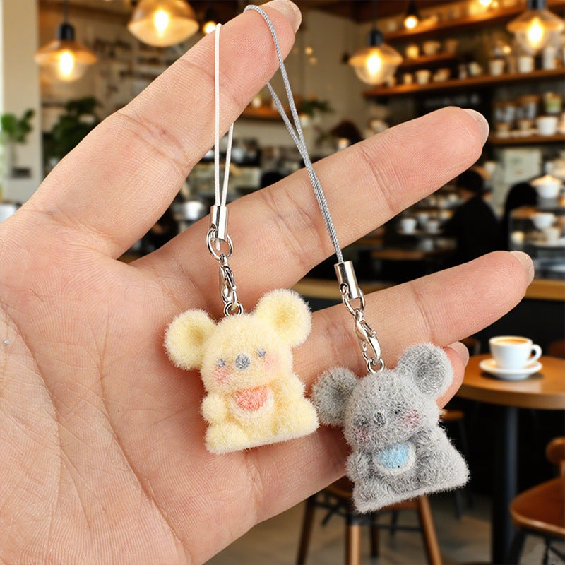 Wholesale Resin Flocking Cute Three-Dimensional  Keychain