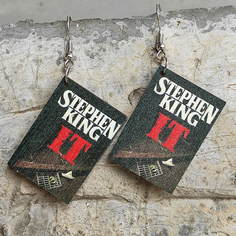 Wholesale Horror  Book Wooden Double-sided Earrings