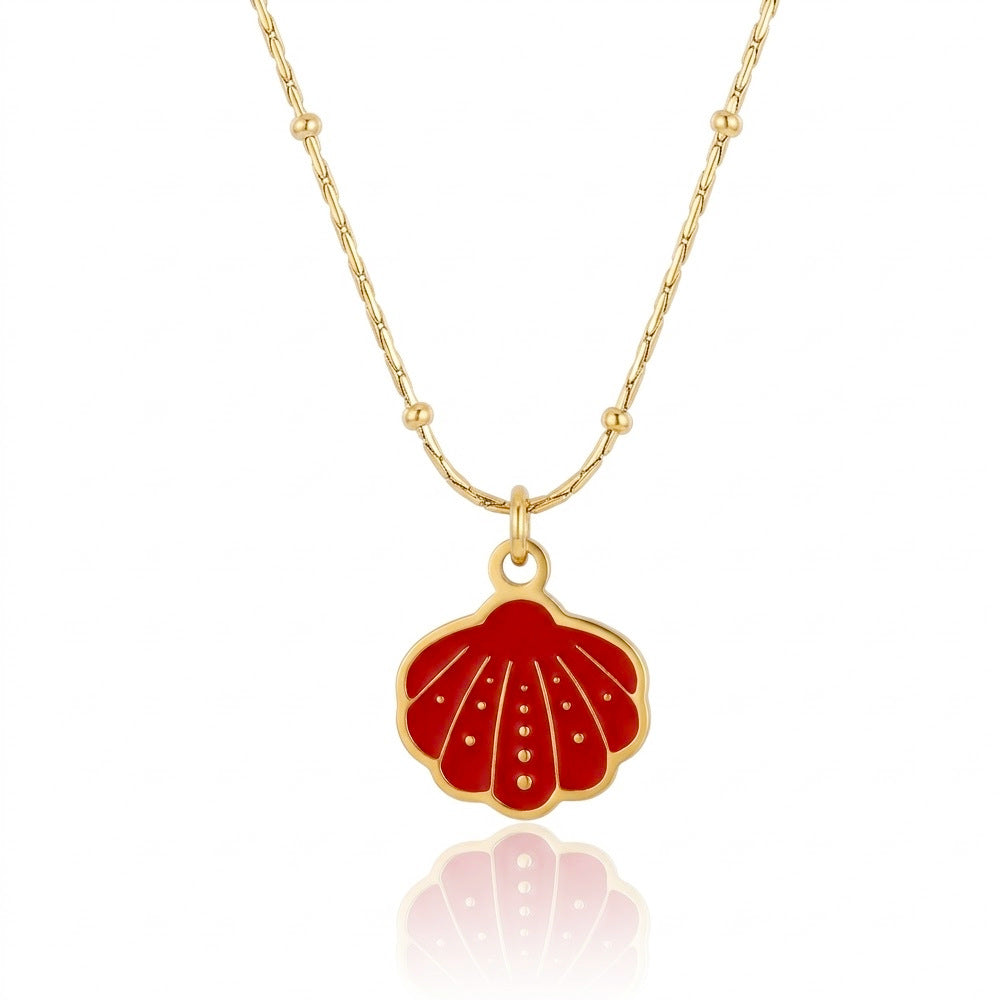 Wholesale Ocean Style Titanium Steel   Enamel Sea Turtle and Starfish Necklace