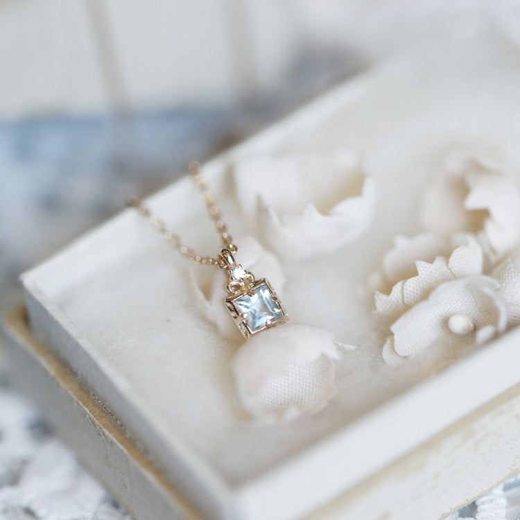 Wholesale 925 Sterling Silver Necklace Women's All-match  Sugar Topaz Pendant Necklaces