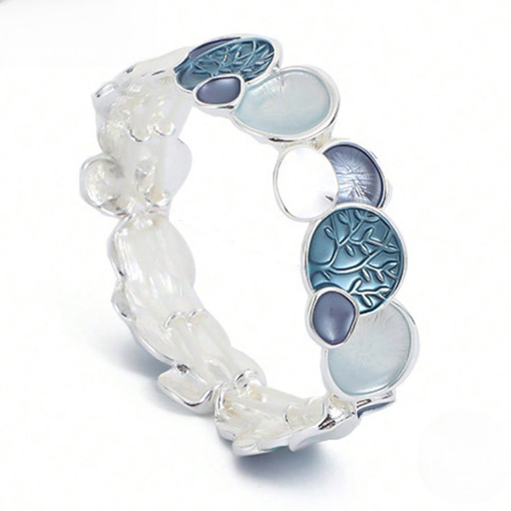 Wholesale  fortune tree round environmental protection alloy elastic bracelet