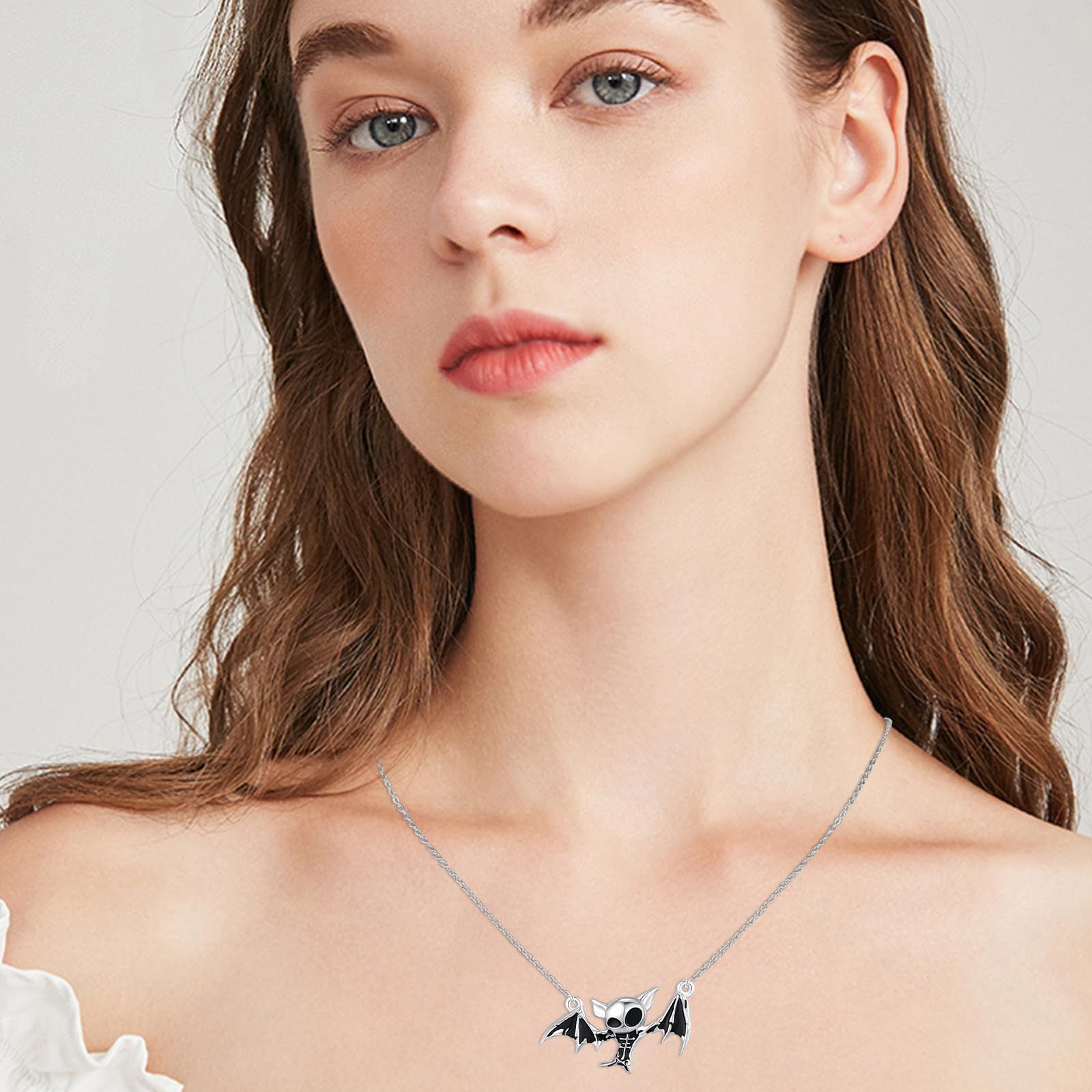 Wholesale  gothic skull bat pendant dark style personalized drop oil necklace