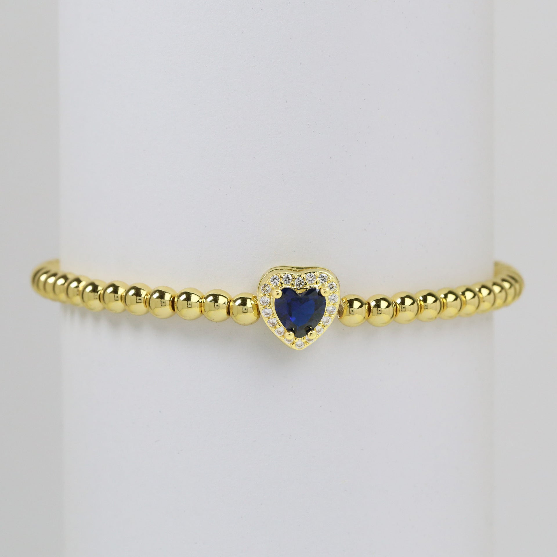 Wholesale  18k gold twelve birthstone December stone color love copper beads bracelet