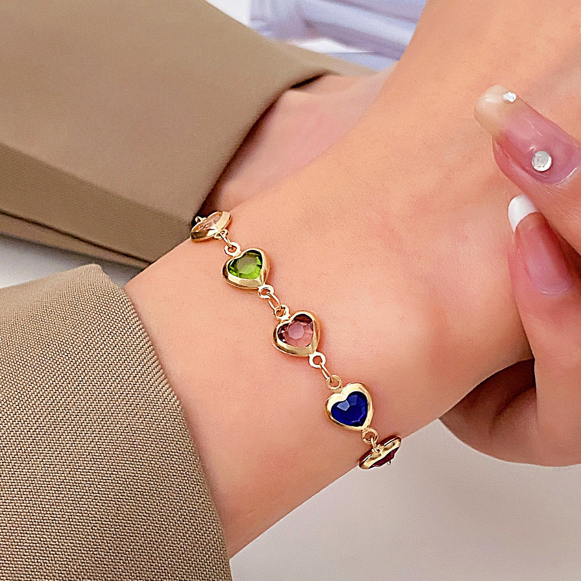 Wholesale Alloy Heart Shaped Bracelet Necklace Set Trendy Ins Style Fashion Jewelry Accessory For Women