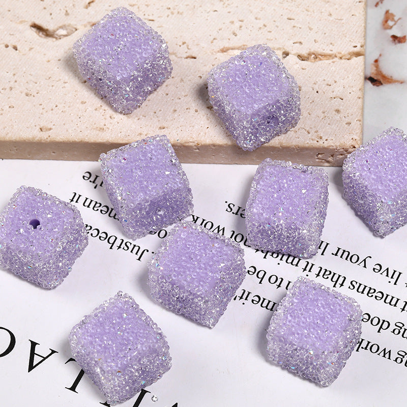 Wholesale of 5pcs/pack of Water Diamonds, Soft Sugar Beads, Candy Colored Square Full Diamond Beads ACC-BDS-BLG025