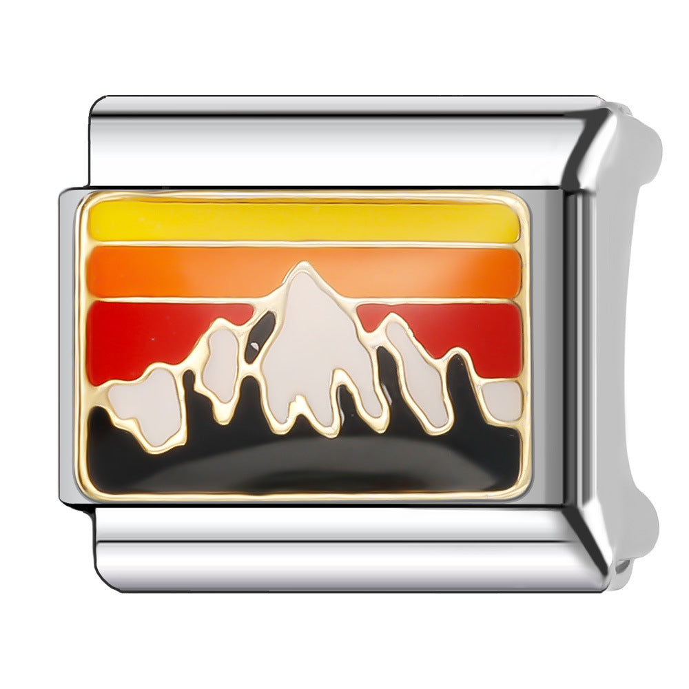 Wholesale Italian Charm Bracelet 9mm DIY Splicing Holiday Scenery Stainless Steel Composable Bracelet