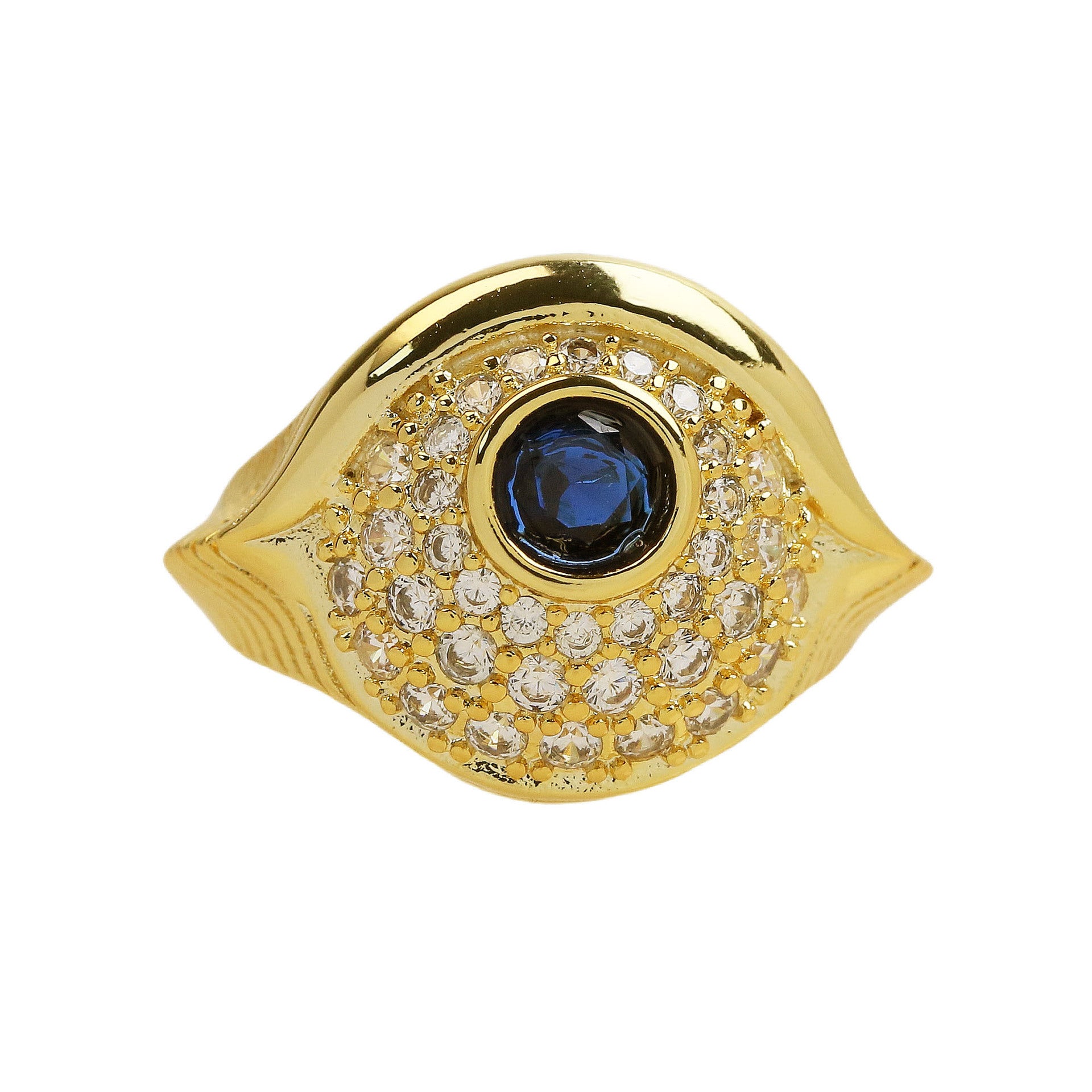 Wholesale 18k Gold Brass Eyes Devil's Eye Striped Open Ring