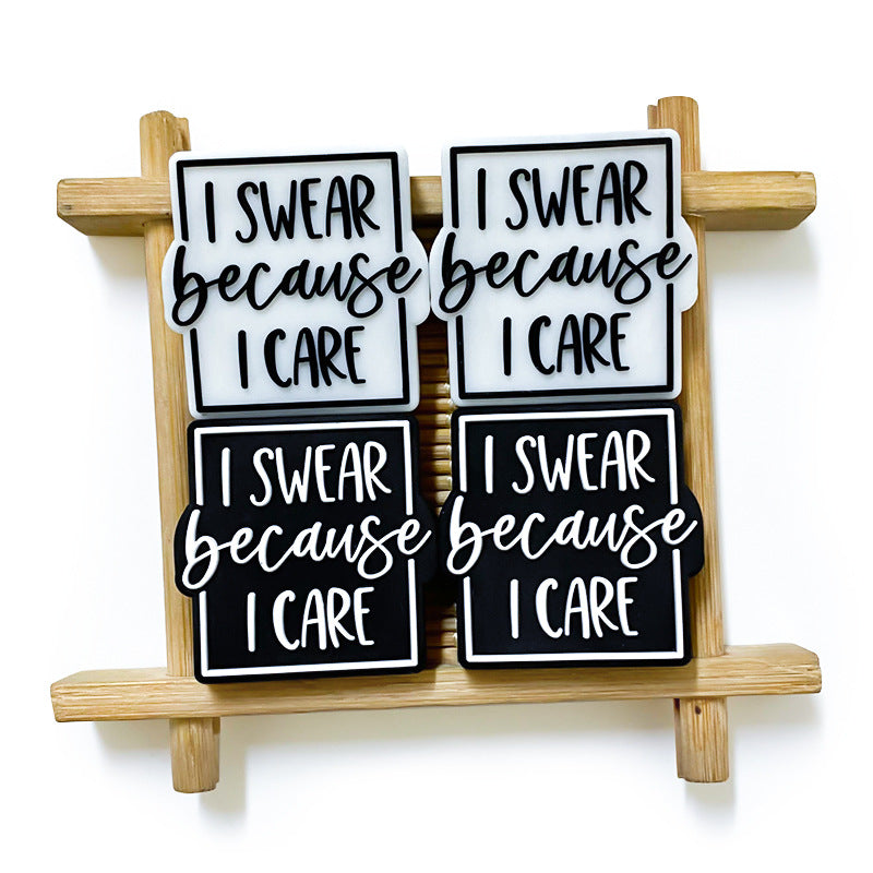 Wholesale 10pcs SWEAR English Loose Beads Silicone Beads DIY Accessories Focal Beads ACC-BDS-WDX226