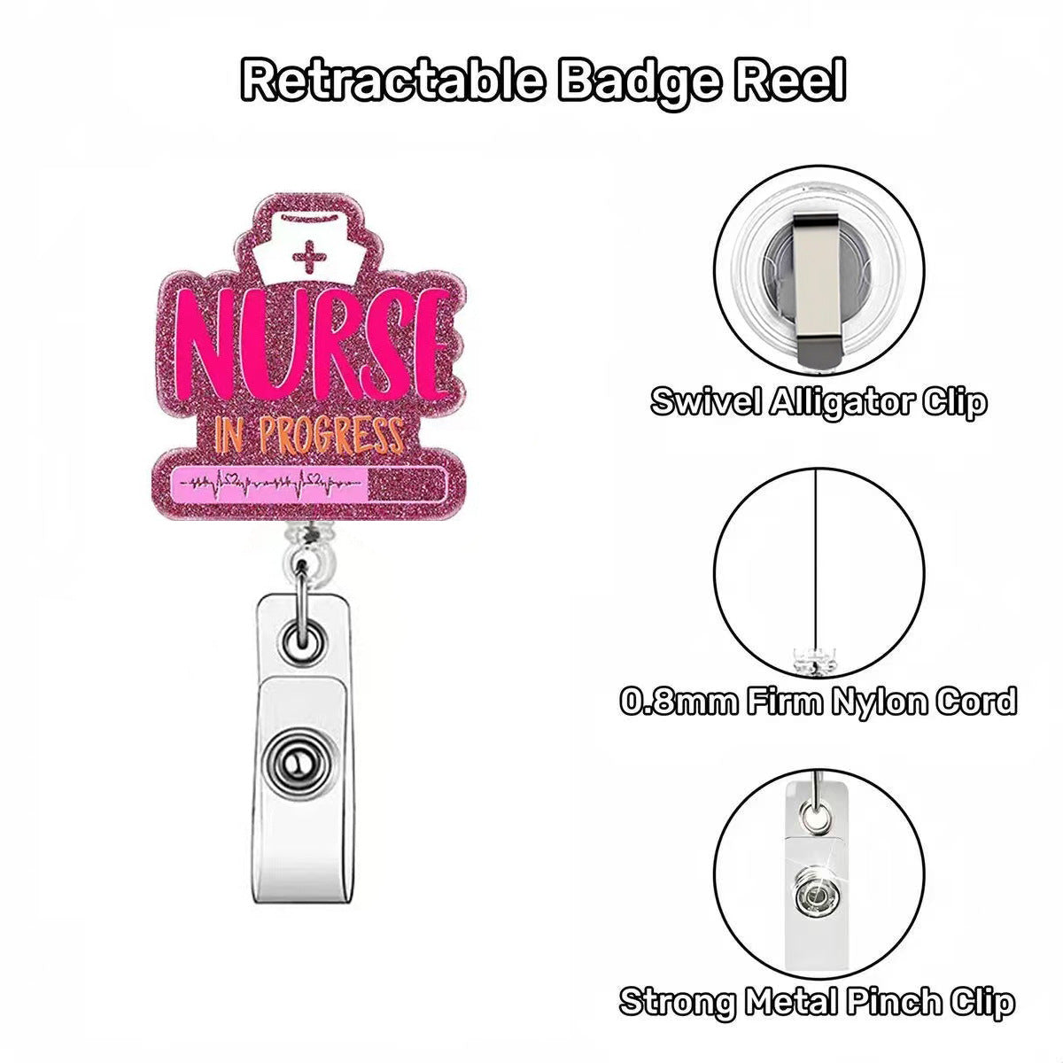 Wholesale Acrylic Badge Scroll Clip for Hospital Staff  Badge Reels