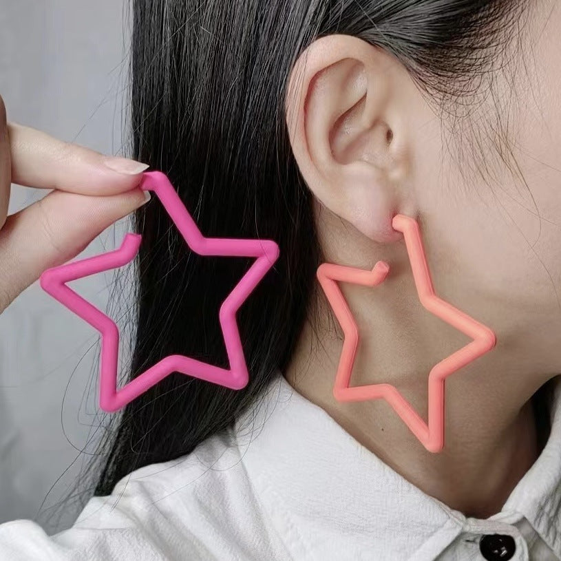 Wholesale  Geometric Five-pointed Star Spray Paint Earrings