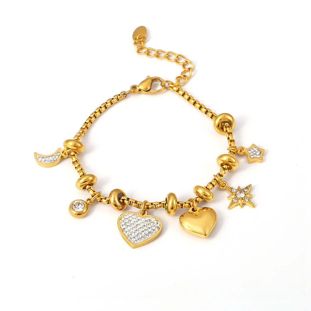 Wholesale Trendy Love Diamond Titanium Steel Couple Bracelet Fashion Accessory for Boutique Resale