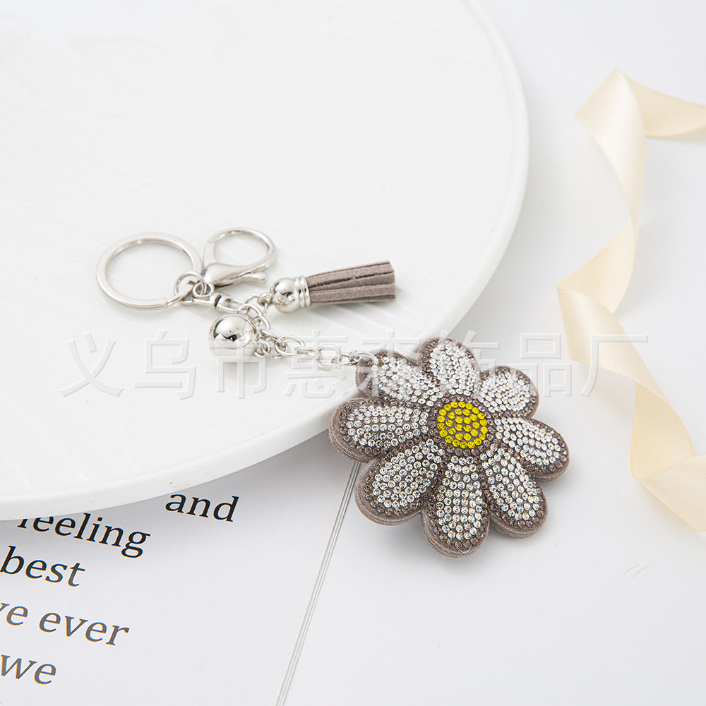 Wholesale creative cute diamond-encrusted flower keychain