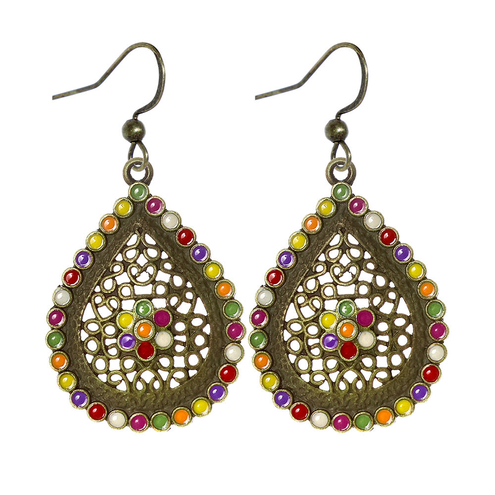Wholesale Zinc Alloy Bohemian Earrings Maillard Color Holiday Style Retro Fashion Accessory