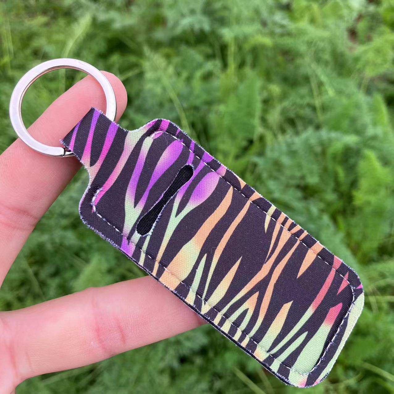 Wholesale Western Style Sunflower Leopard Print Lipstick Set Keychain Chapstick Holder ACC-KC-QiuXue005