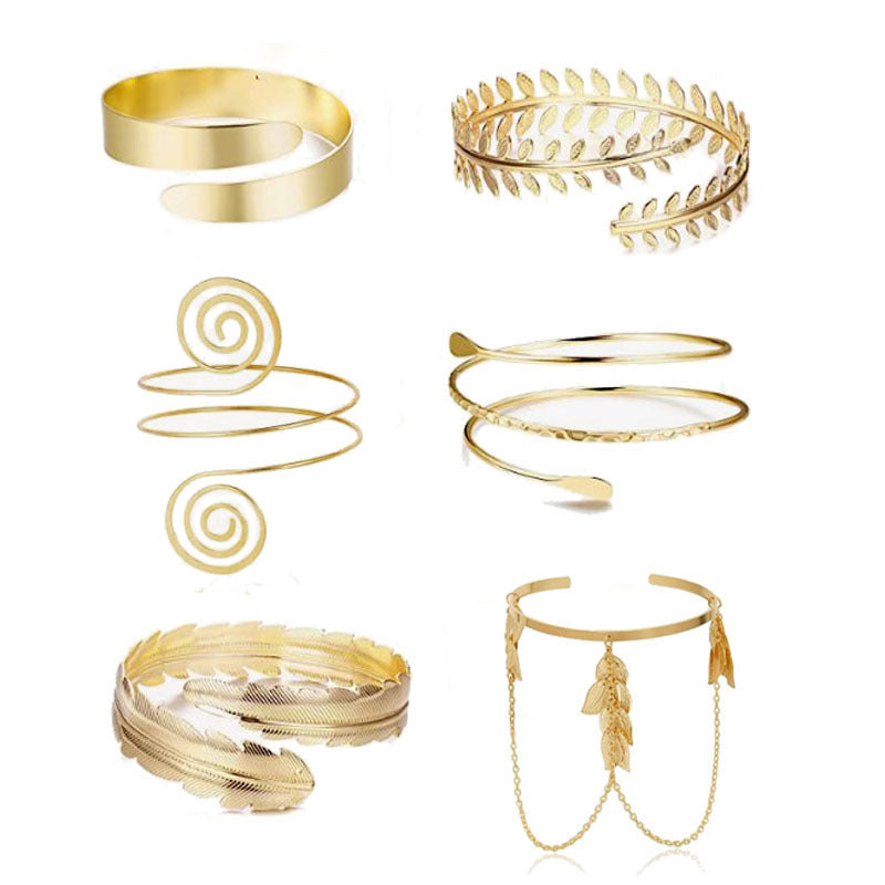 Wholesale  cross personality leaf arm ring line leaf geometric glossy bracelet