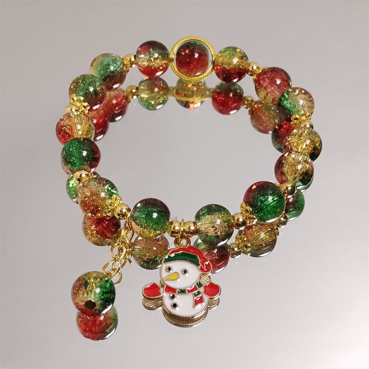Wholesale Christmas Santa Tree Glass Bead Bracelet Handmade Unisex Jewelry Gift
