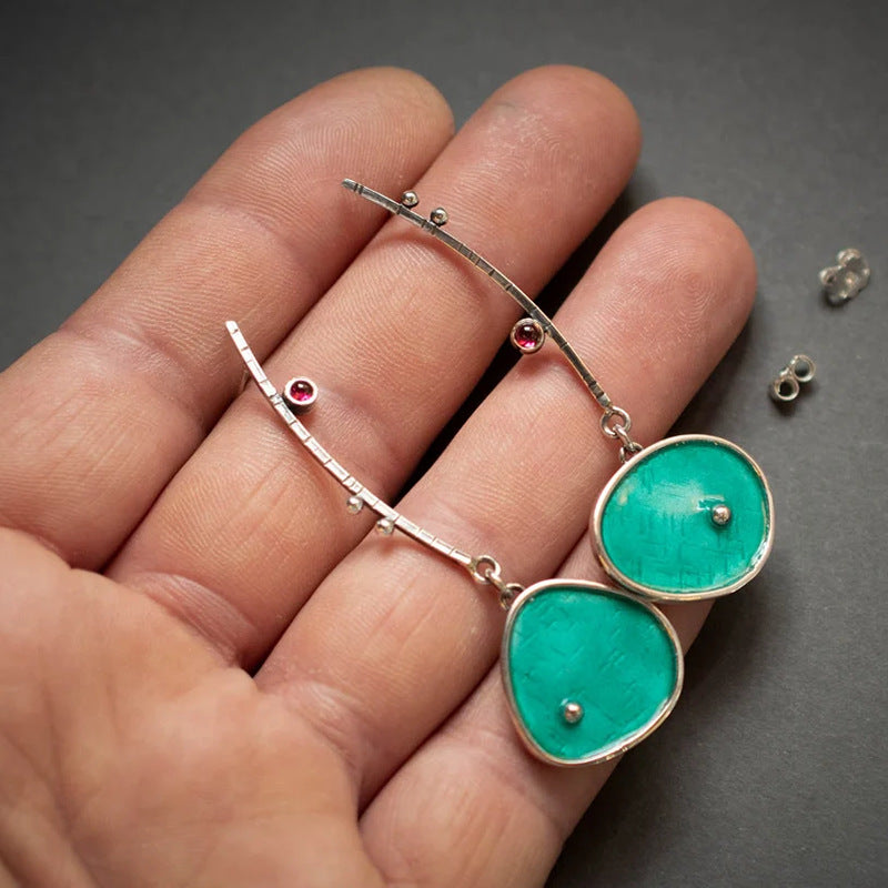 Wholesale  Asymmetrical Painted Antique Red Copper Earrings