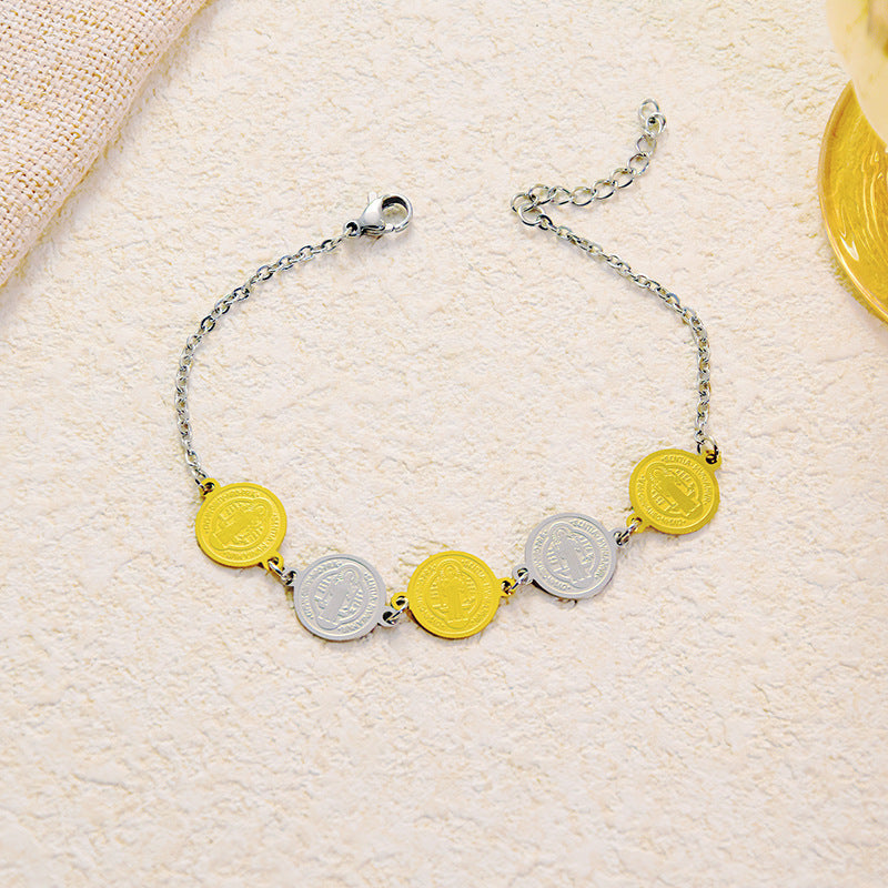 Wholesale Stainless Steel Bracelet  Circle Steel Ball Priest Light Luxury  Bracelet