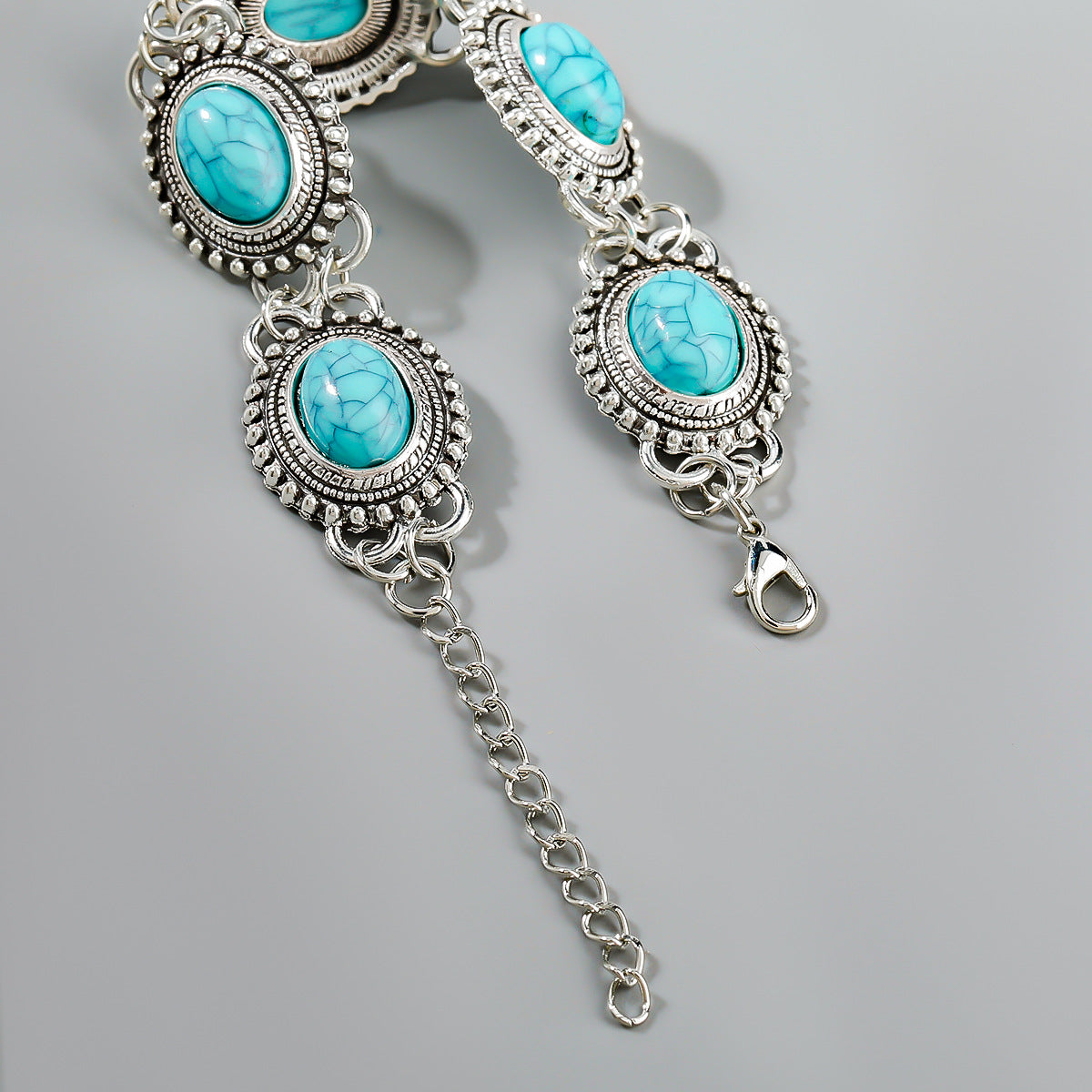 Wholesale Exaggerated Alloy Turquoise Hip Hop Bracelet ACC-BT-JL001