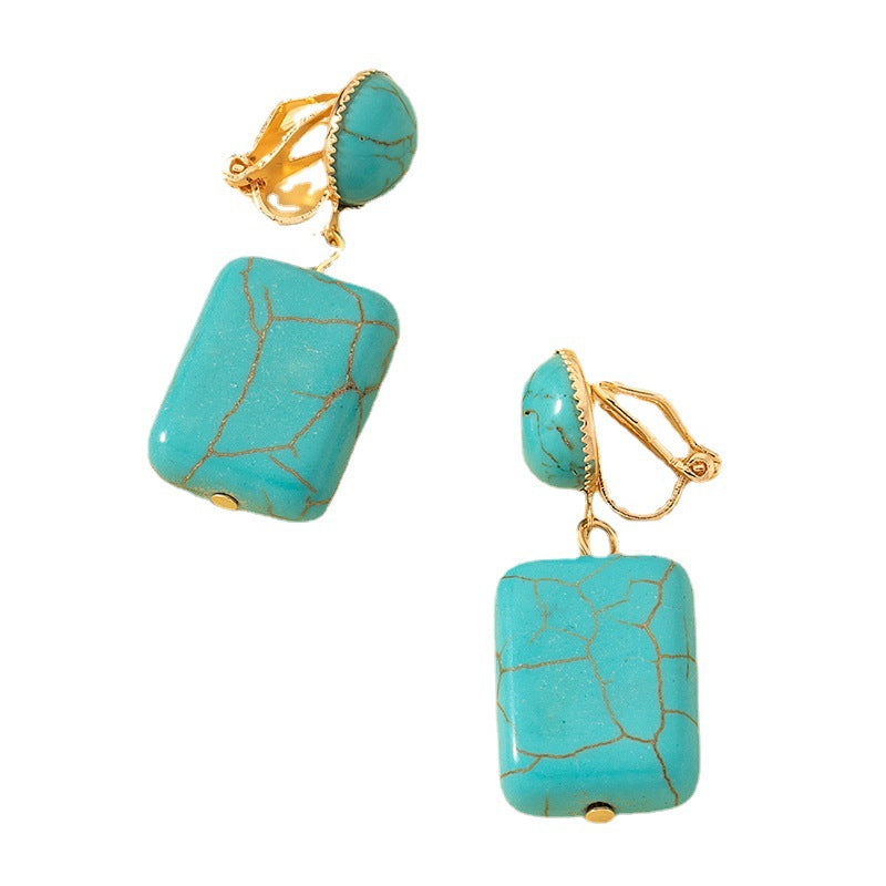 Wholesale Geometric Ethnic Style Turquoise Earrings Electroplated Party Wear Gift