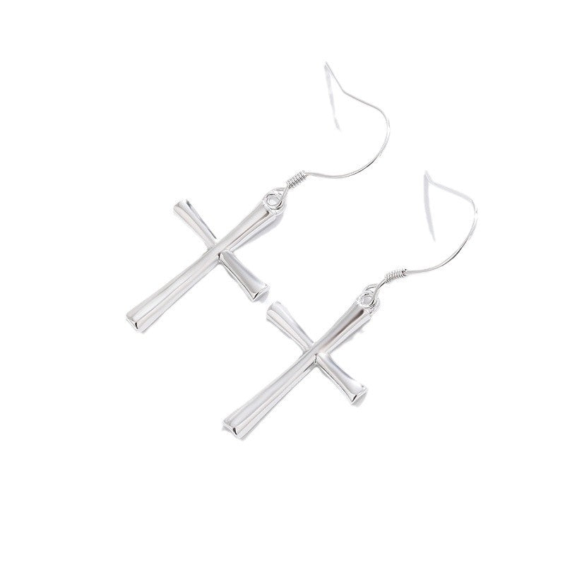 Wholesale S925 Silver Fashion Simple Cross Earrings