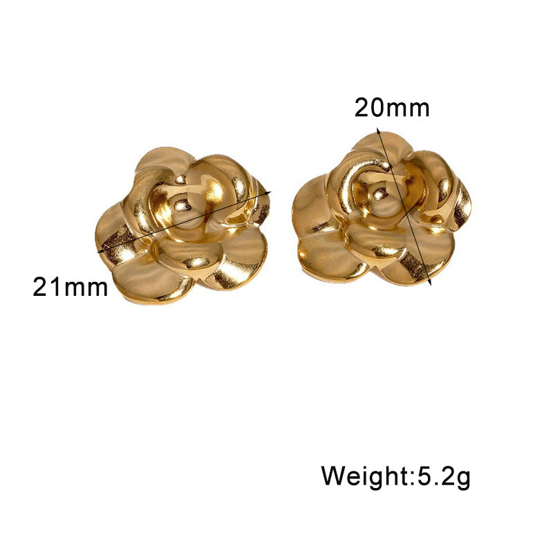 Wholesale Fashion Sweet Flower Earrings Stainless Steel Gold Plated French Minimalist For Party Gift Boutique Resale