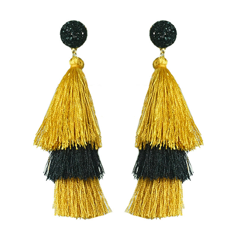 Wholesale 2 Pairs/pack 2024 Graduation Season Bachelor's Cap Multi-layered Tassel Pom Pom Acrylic Earrings ACC-ES-HY075